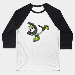 Panda as Inline skater with Inline skates and Helmet Baseball T-Shirt